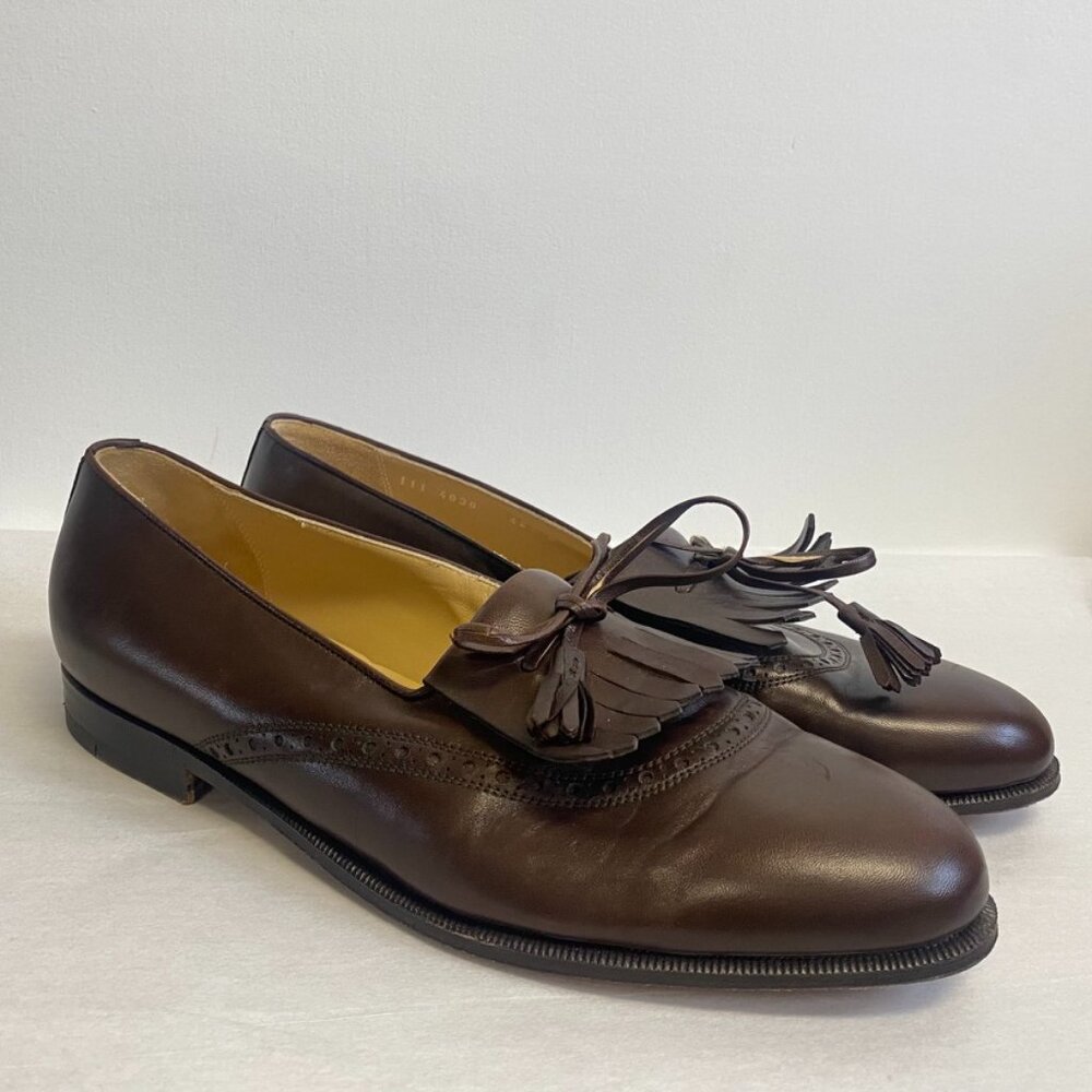 Gucci Brown Leather Fringe Tassel Loafers